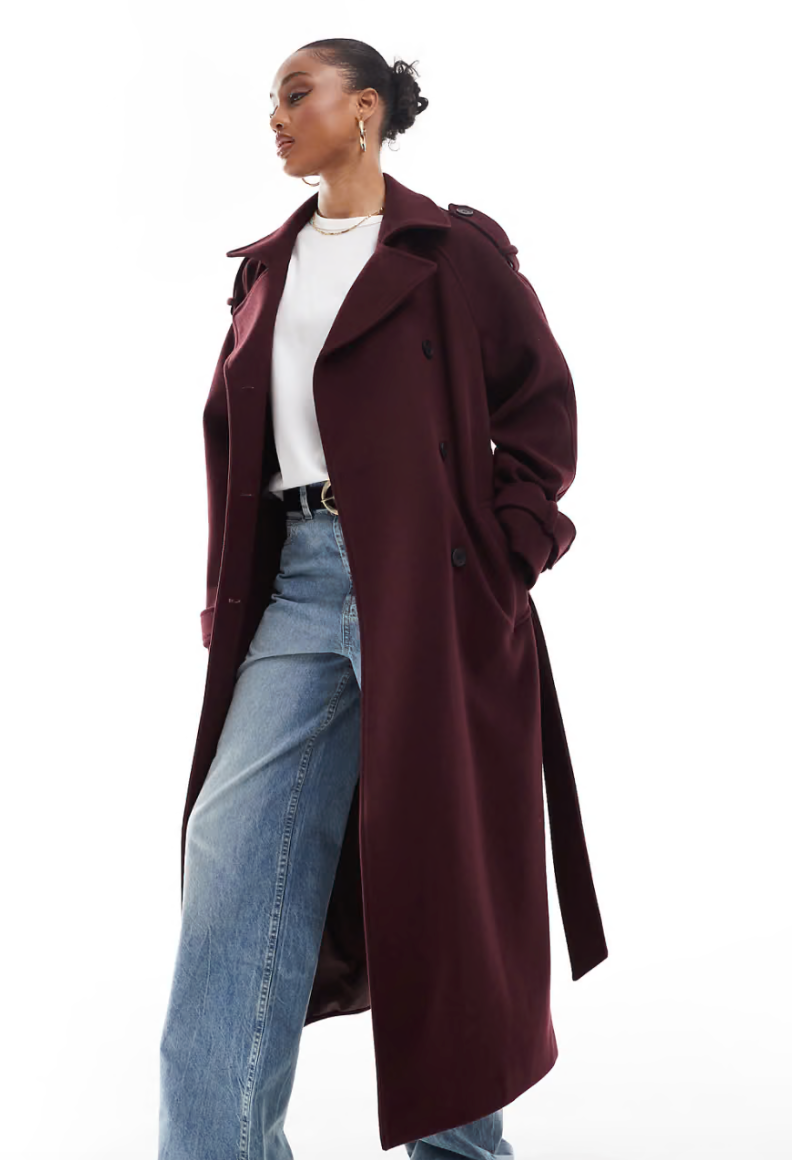 Burgundy fall coat best sale