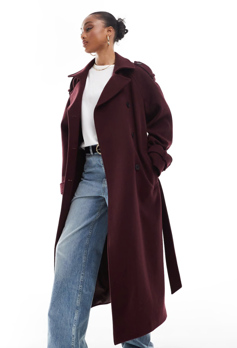 Burgundy Trench Coat Luxurise