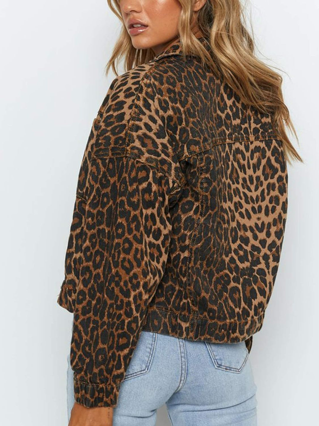 Denim Jacket Leopard Bomber