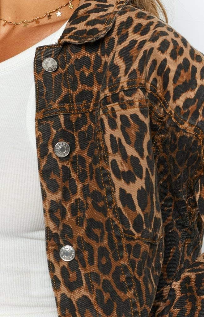 Denim Jacket Leopard Bomber