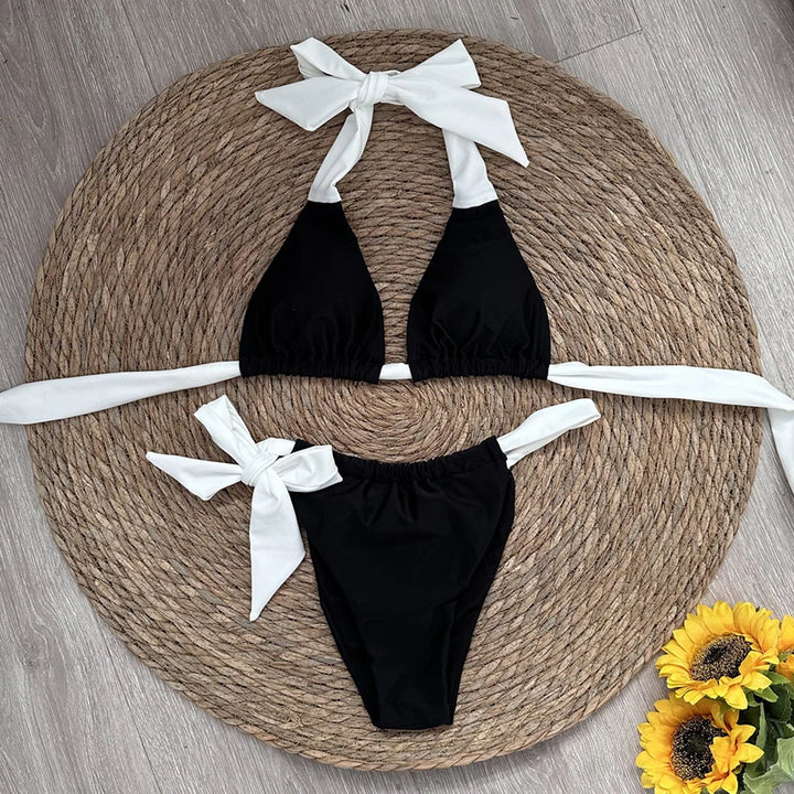 Halter Bikini Black/White