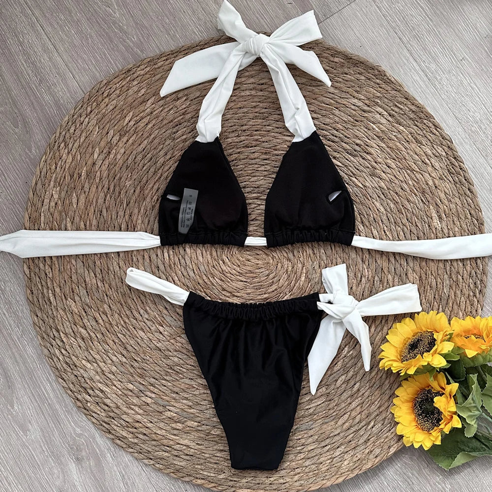 Halter Bikini Black/White