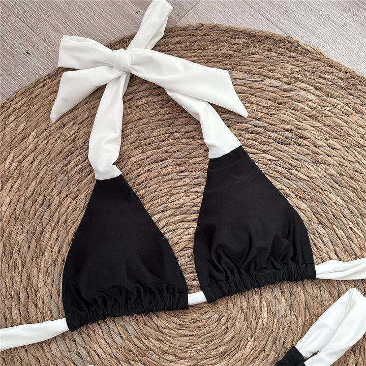 Halter Bikini Black/White